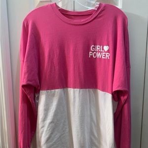 “Cali Baby” Women Pink/White Cotton Long Sleeve T-Shirt. Size: Large